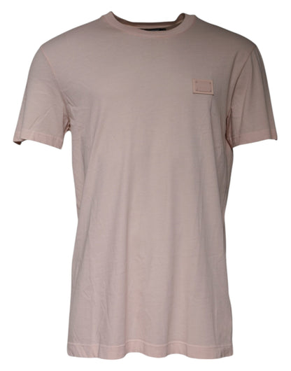 Dolce & Gabbana beige logo T-shirt met ronde hals en korte mouwen