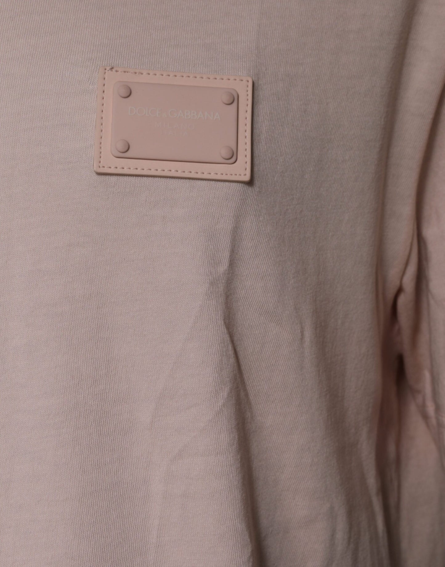 Dolce & Gabbana beige logo T-shirt met ronde hals en korte mouwen