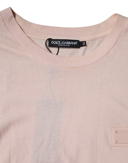 Dolce & Gabbana beige logo T-shirt met ronde hals en korte mouwen