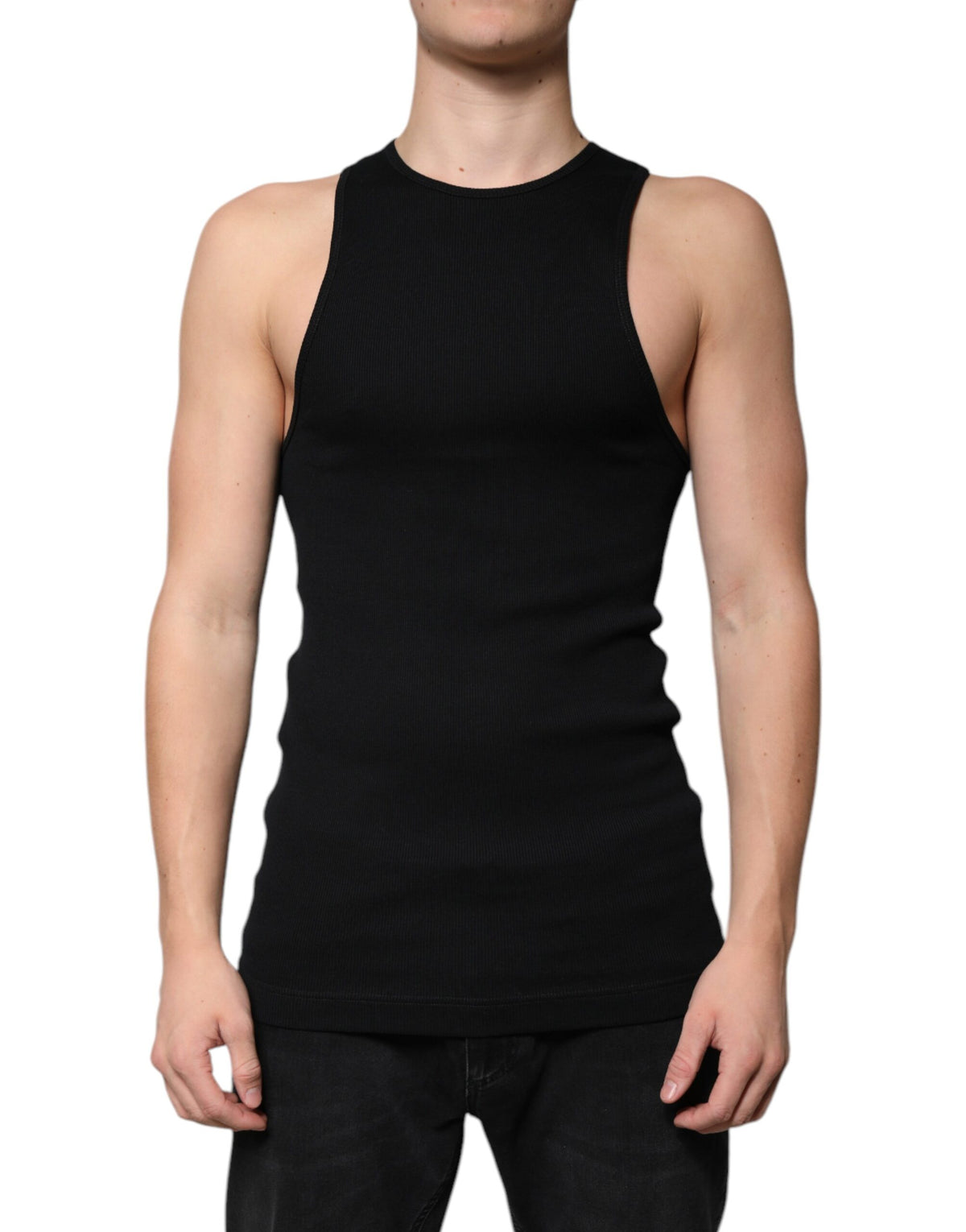 Débardeur noir en coton sans manches à col rond de Dolce &amp; Gabbana