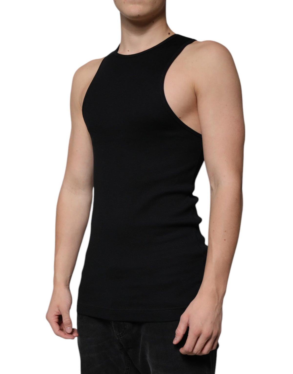 Débardeur noir en coton sans manches à col rond de Dolce &amp; Gabbana