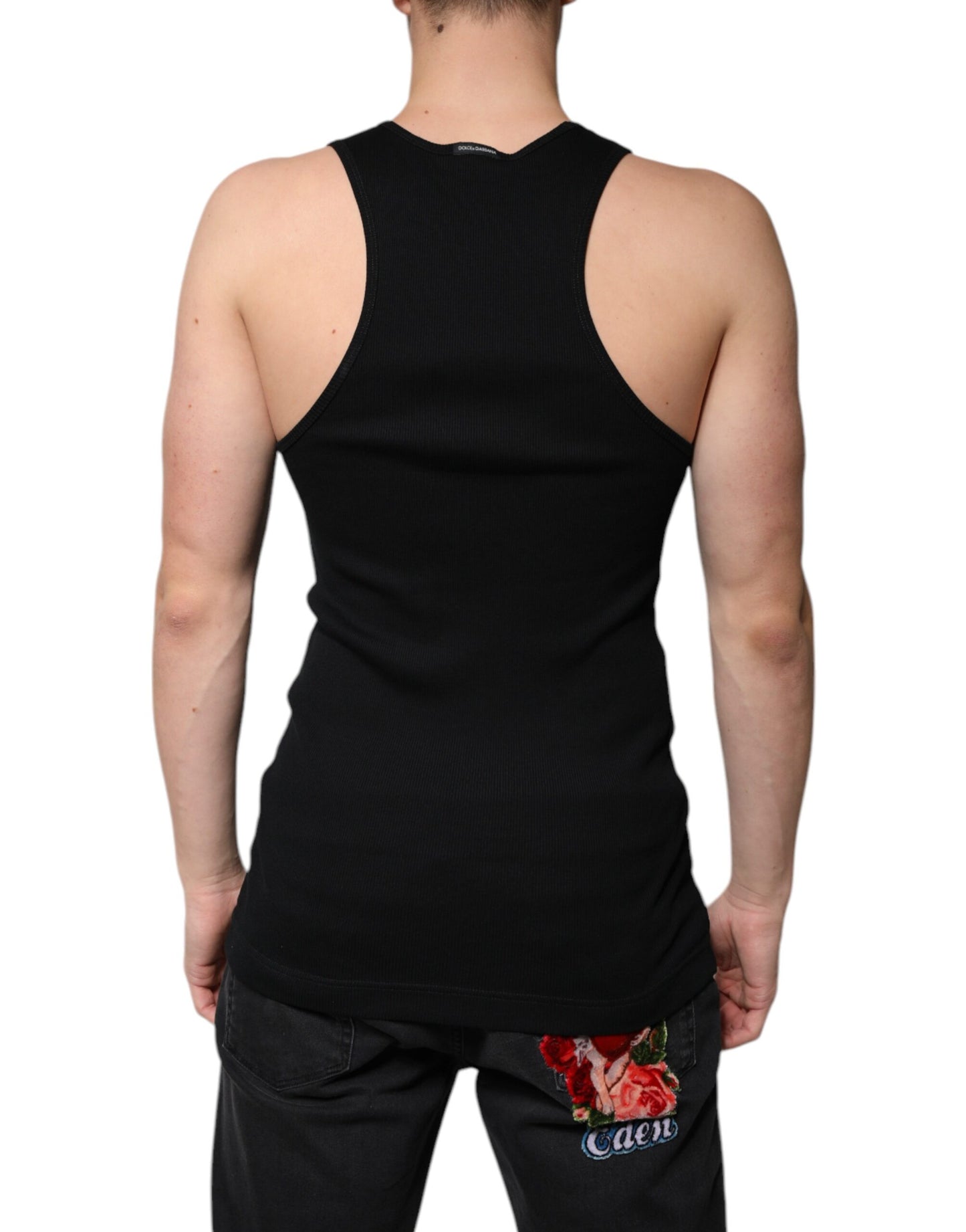 Dolce & Gabbana zwart katoenen tanktop met ronde hals en zonder mouwen