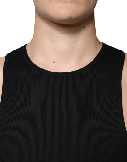 Dolce & Gabbana zwart katoenen tanktop met ronde hals en zonder mouwen