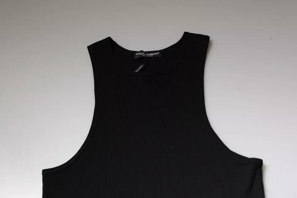 Débardeur noir en coton sans manches à col rond de Dolce &amp; Gabbana