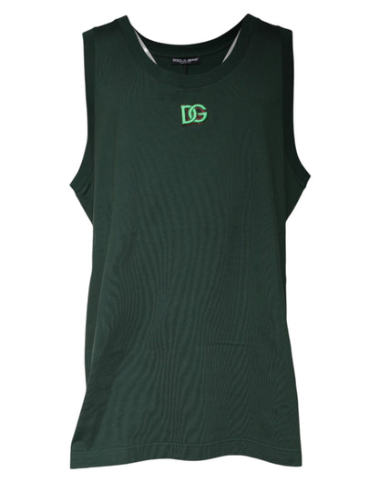 Dolce & Gabbana Groene DG Mouwloze Ronde Hals Tanktop