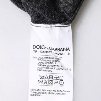 Pull en laine grise à col montant en jersey de Dolce & Gabbana