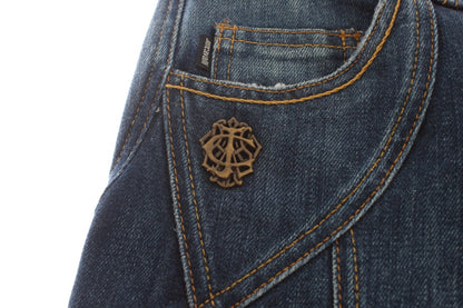 Jeans Cavalli en coton bleu extensible, taille basse.