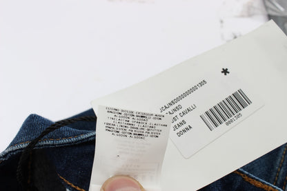 Jeans Cavalli en coton bleu extensible, taille basse.