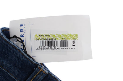 Jeans Cavalli en coton bleu extensible, taille basse.