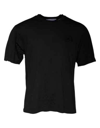 T-shirt noir en coton à manches courtes et col rond de Dolce &amp; Gabbana
