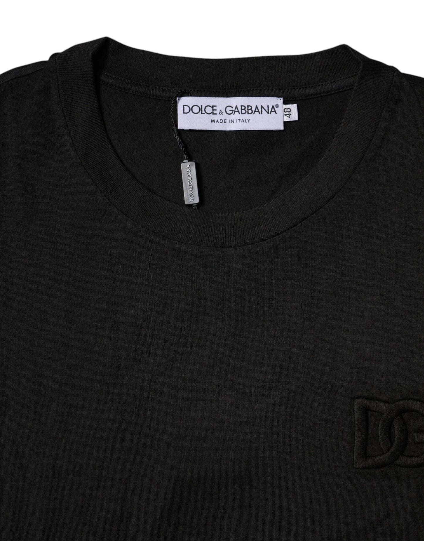 Dolce & Gabbana zwart katoenen T-shirt met ronde hals en korte mouwen