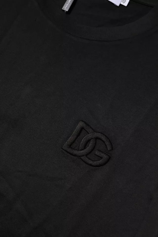 Dolce & Gabbana zwart katoenen T-shirt met ronde hals en korte mouwen