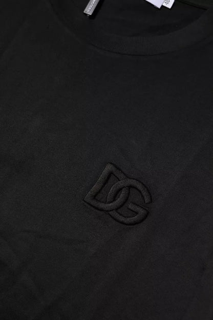 Dolce & Gabbana zwart katoenen T-shirt met ronde hals en korte mouwen