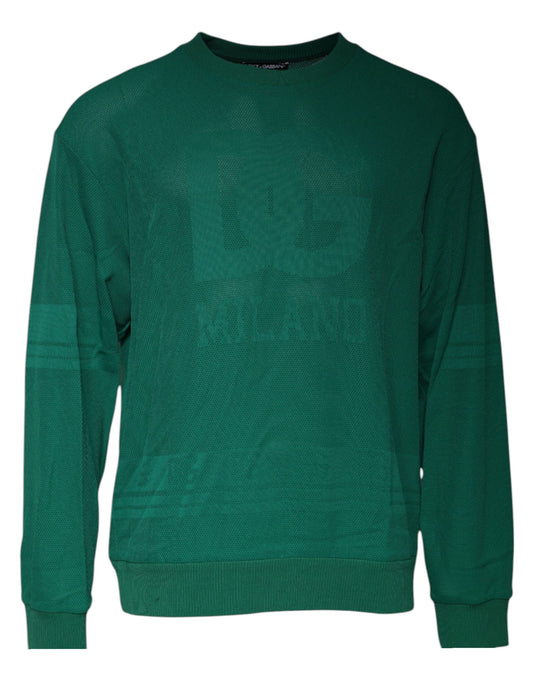 Dolce & Gabbana Groene Logo Crew Neck Pullover Sweater van Nylon