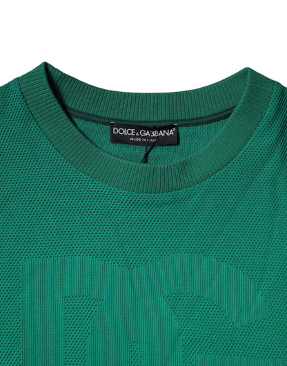 Dolce & Gabbana Groene Logo Crew Neck Pullover Sweater van Nylon