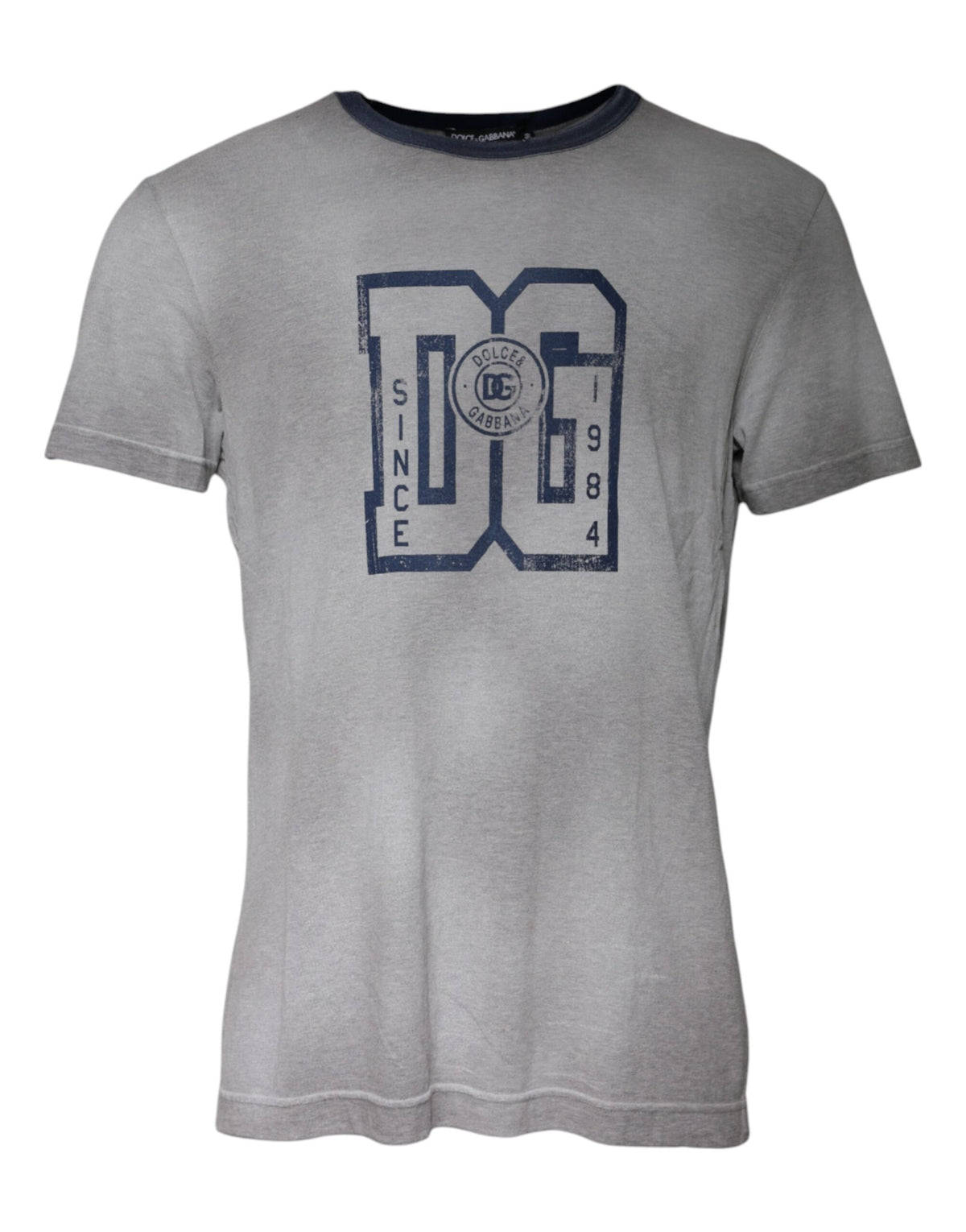 T-shirt en coton à col rond avec imprimé du logo Dolce &amp; Gabbana gris.