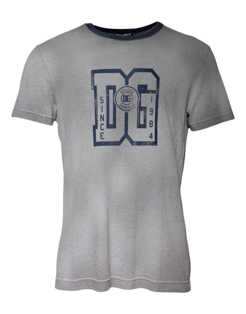 Dolce &amp; Gabbana T-shirt met ronde hals van katoen, grijs met logo-print.