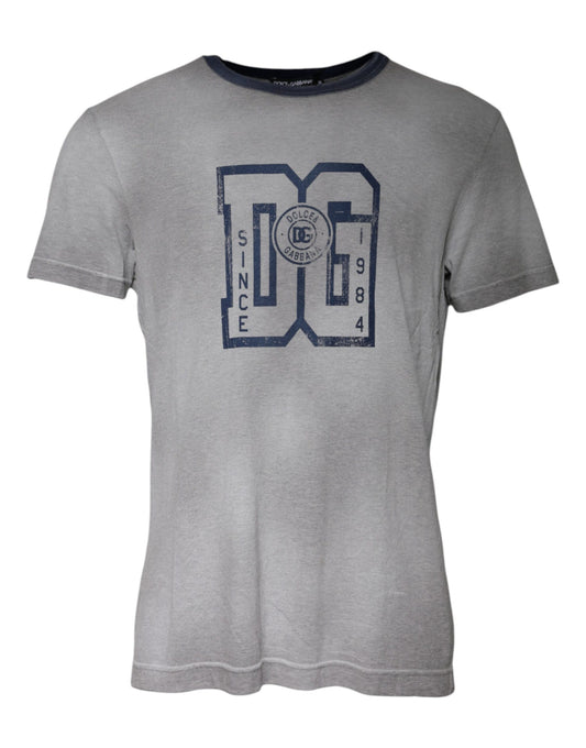 Dolce & Gabbana T-shirt met ronde hals van katoen, grijs met logo-print.