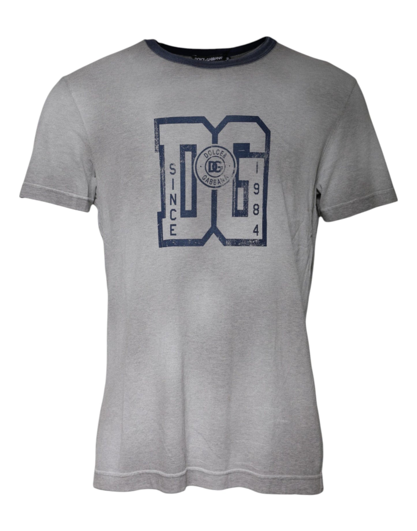 Dolce &amp; Gabbana T-shirt met ronde hals van katoen, grijs met logo-print.