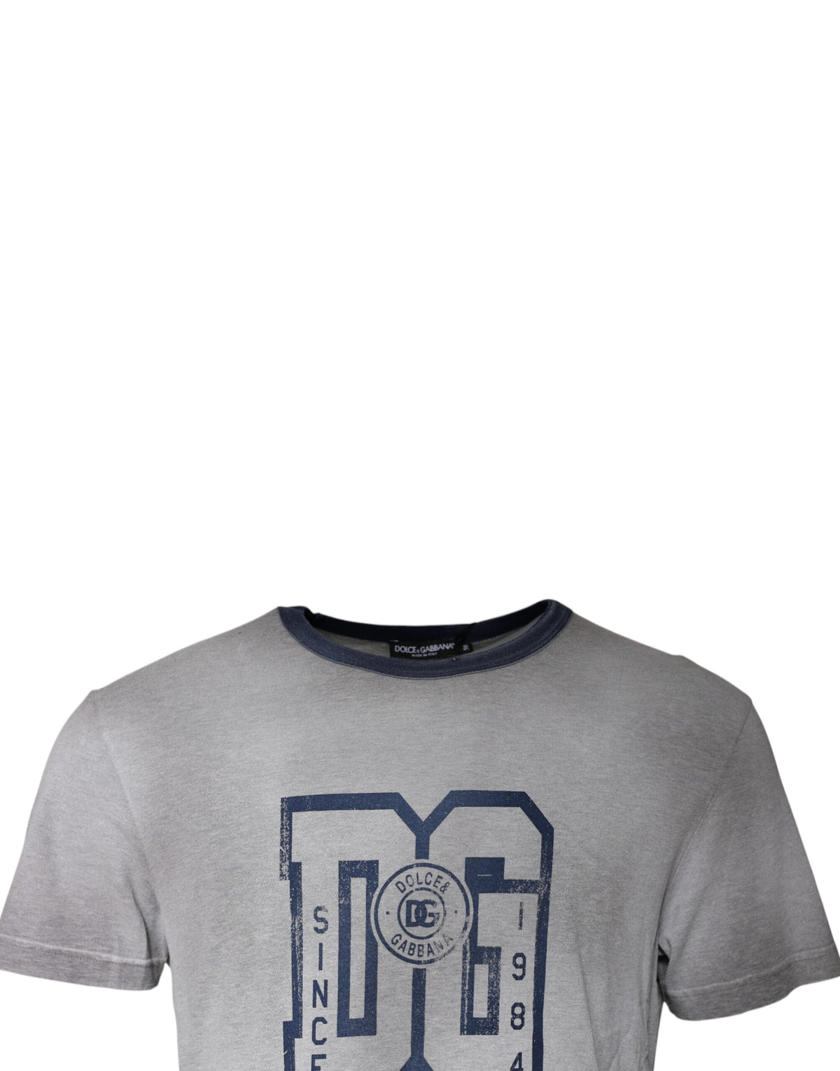 T-shirt en coton à col rond avec imprimé du logo Dolce &amp; Gabbana gris.
