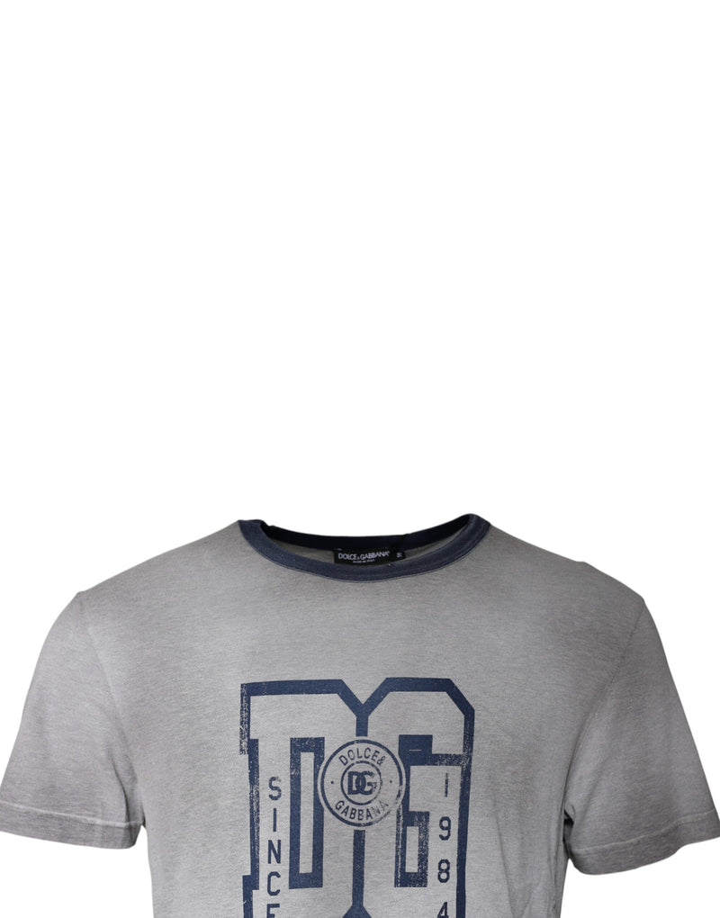 Dolce &amp; Gabbana T-shirt met ronde hals van katoen, grijs met logo-print.