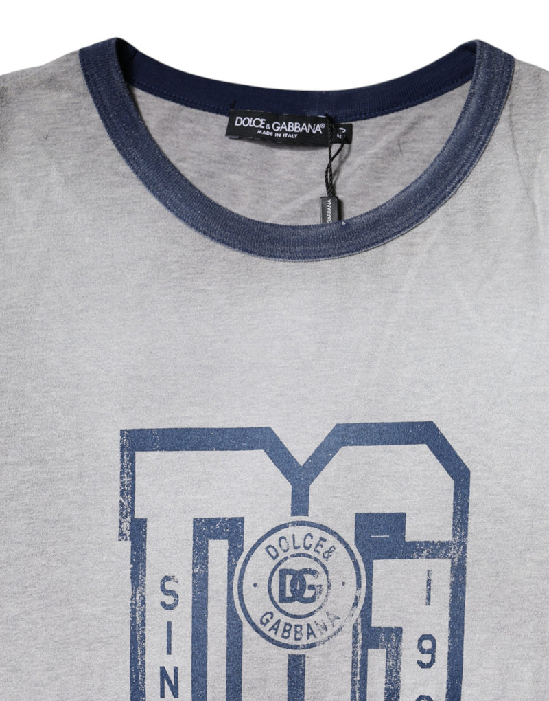 Dolce &amp; Gabbana T-shirt met ronde hals van katoen, grijs met logo-print.