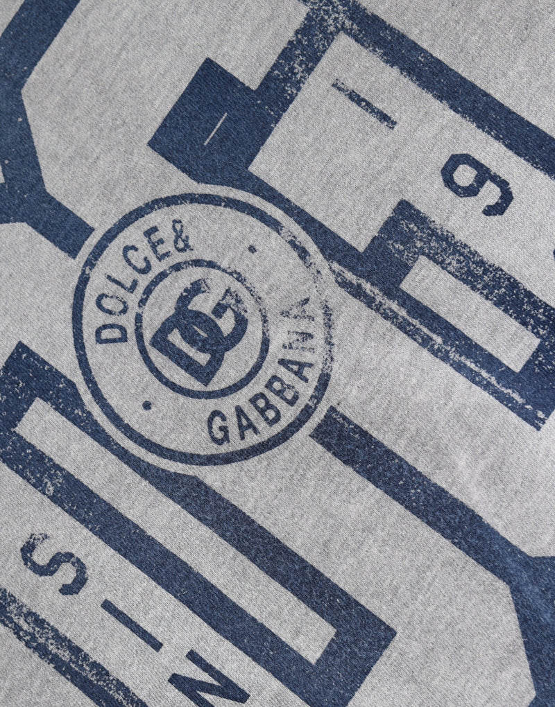 Dolce &amp; Gabbana T-shirt met ronde hals van katoen, grijs met logo-print.