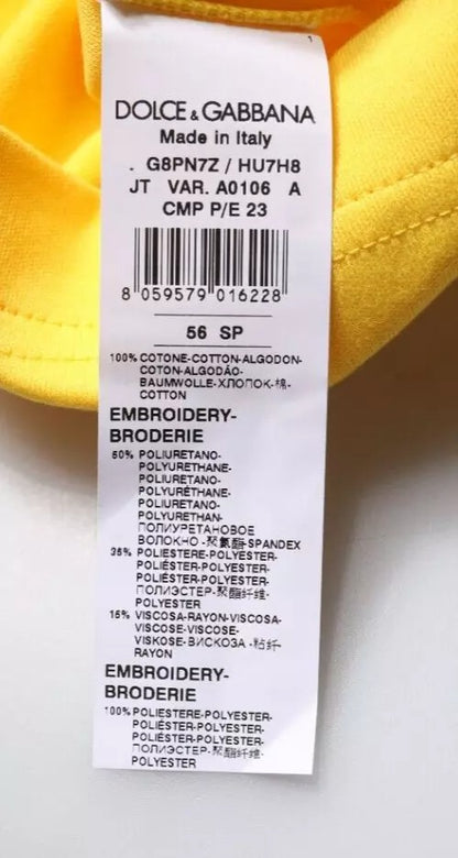 T-shirt à manches courtes et col rond jaune de Dolce & Gabbana