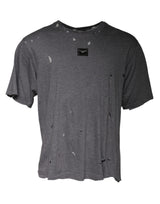 T-shirt à manches courtes à col rond gris avec logo Dolce &amp; Gabbana