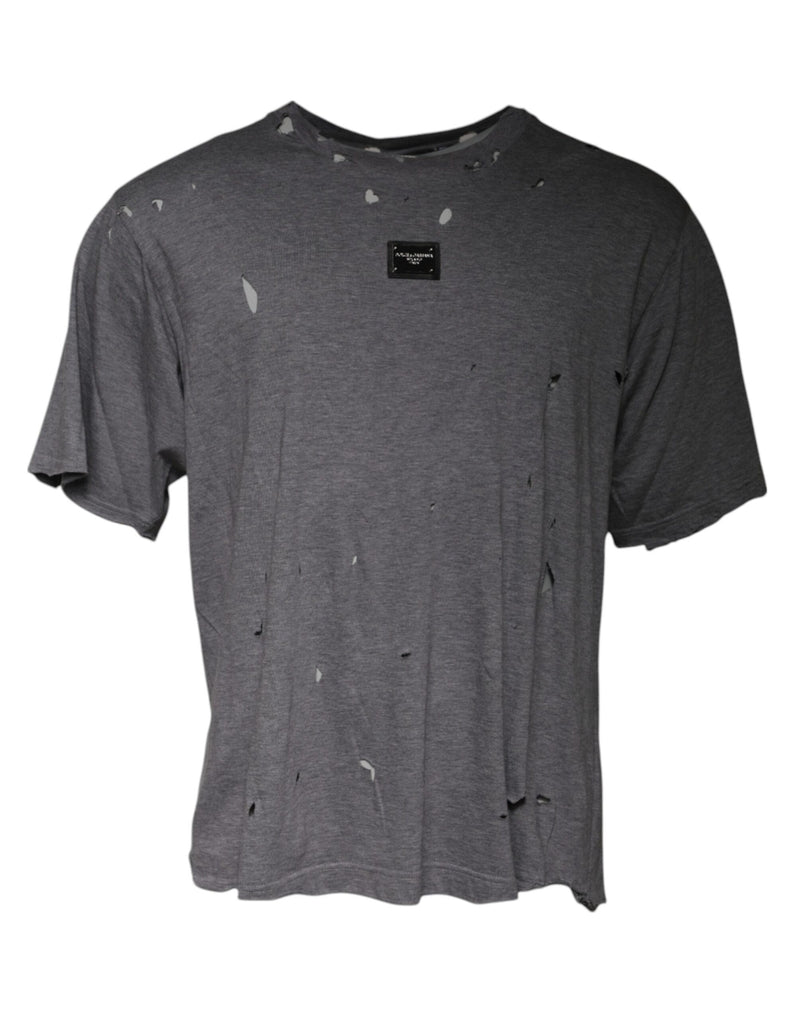 Dolce &amp; Gabbana grijs logo T-shirt met ronde hals en korte mouwen