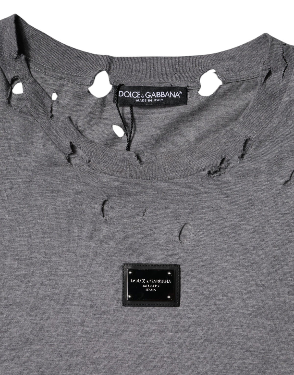 T-shirt à manches courtes à col rond gris avec logo Dolce &amp; Gabbana