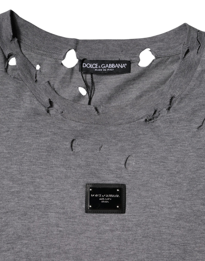 Dolce &amp; Gabbana grijs logo T-shirt met ronde hals en korte mouwen