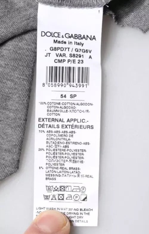 T-shirt à manches courtes à col rond gris avec logo Dolce &amp; Gabbana