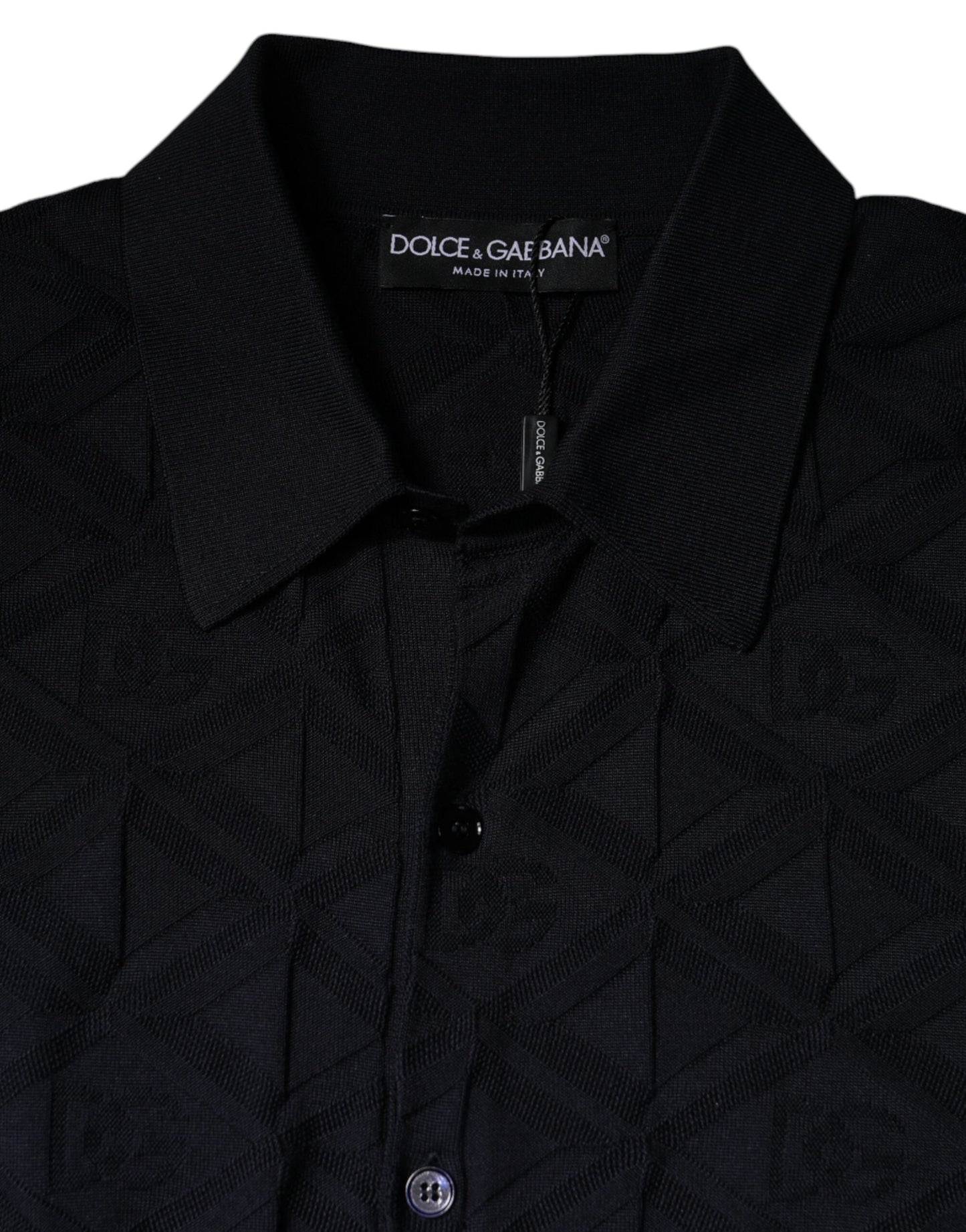 Dolce & Gabbana Zwarte Zijden Crew Neck Heren Cardigan Trui