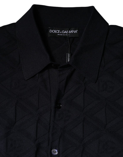 Dolce & Gabbana Zwarte Zijden Crew Neck Heren Cardigan Trui