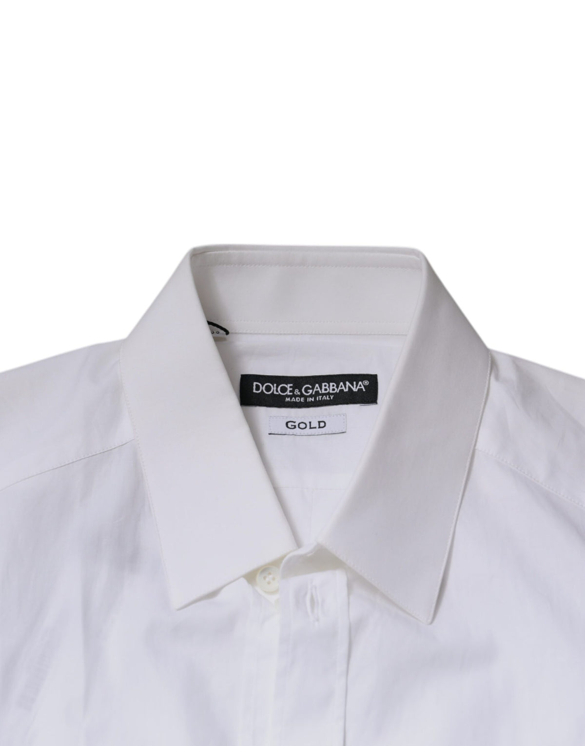Chemise de cérémonie à manches longues en coton blanc, dorée, Dolce &amp; Gabbana.