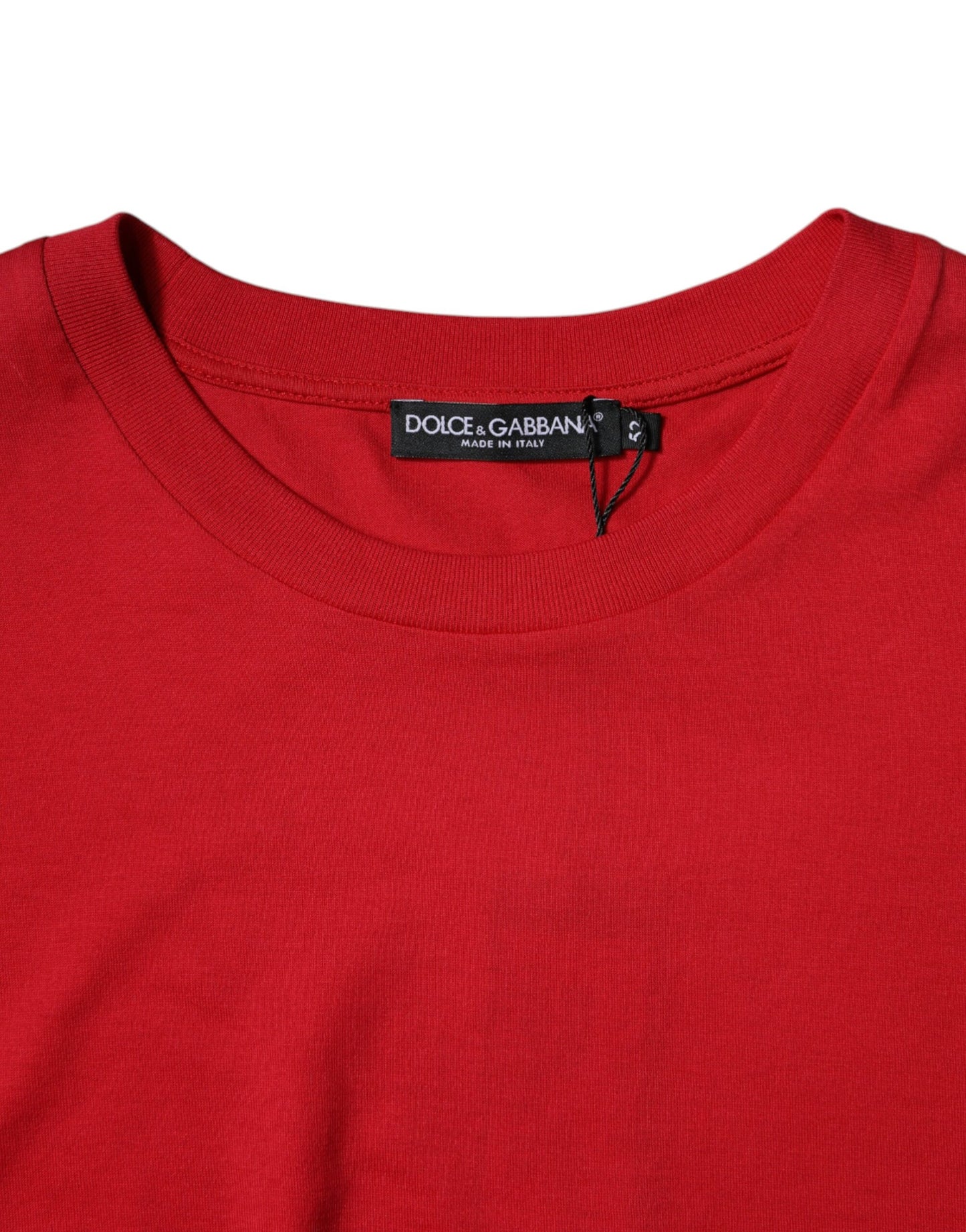 Dolce & Gabbana rood T-shirt met logo-print, cropped en met ronde hals.