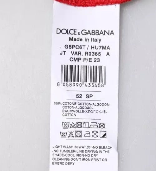 Dolce & Gabbana rood T-shirt met logo-print, cropped en met ronde hals.