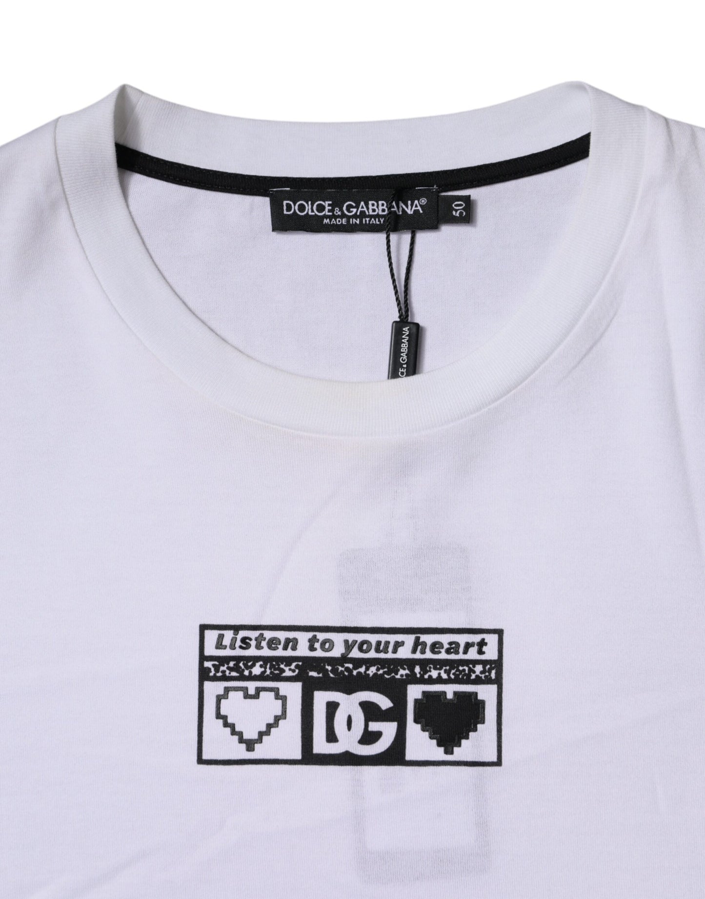 Dolce & Gabbana wit T-shirt met logo-print, gemaakt van katoen, met ronde hals.