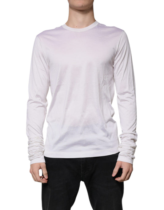 Dolce & Gabbana witte zijden crewneck herenpullover
