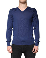 Pull en cachemire à col en V bleu marine de Dolce &amp; Gabbana