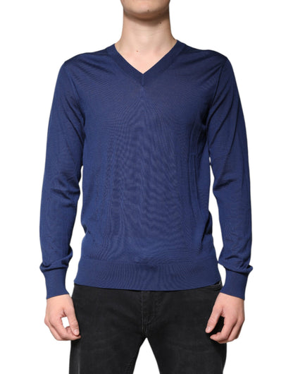 Dolce &amp; Gabbana V-hals trui van cachemire in marineblauw