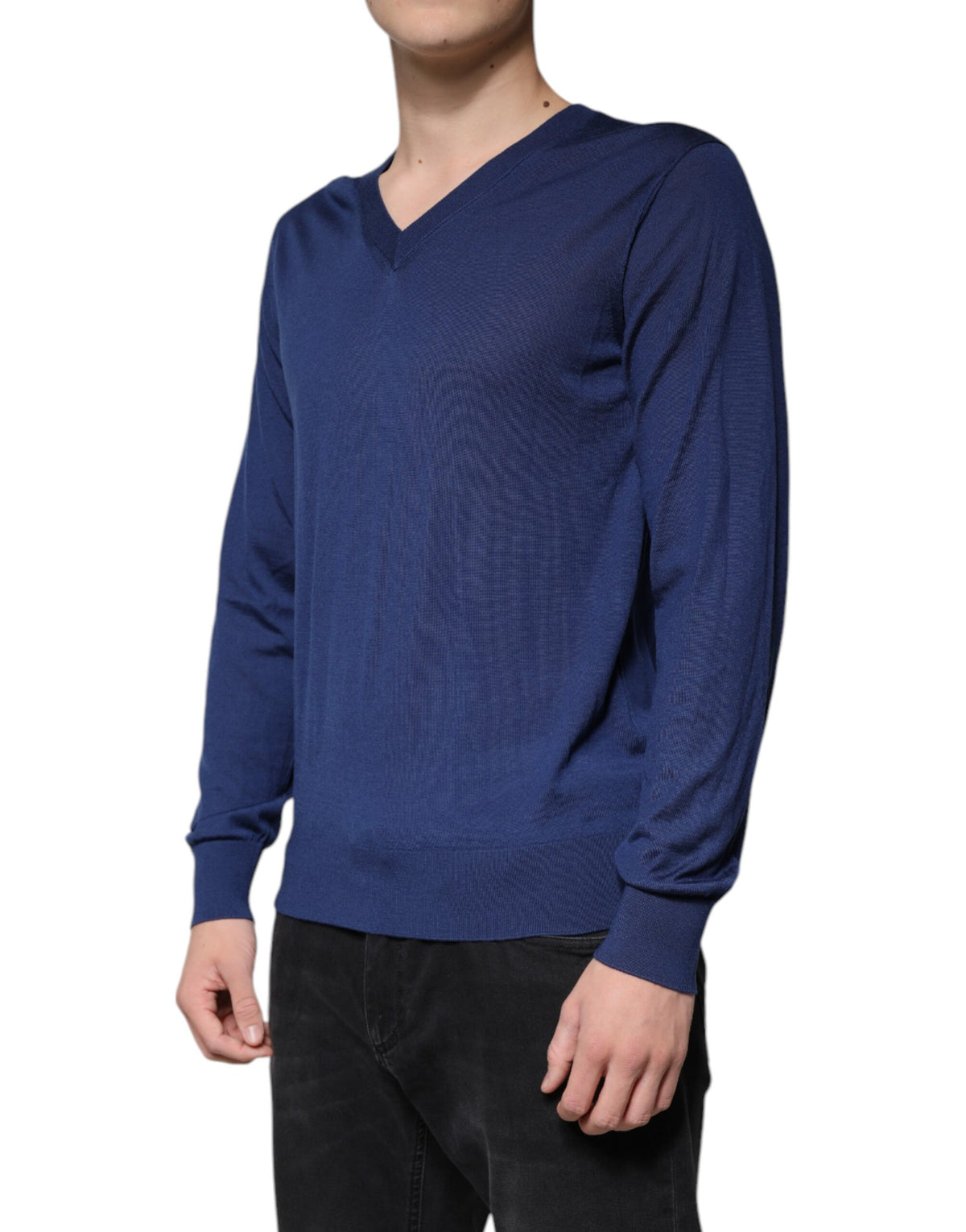 Pull en cachemire à col en V bleu marine de Dolce &amp; Gabbana