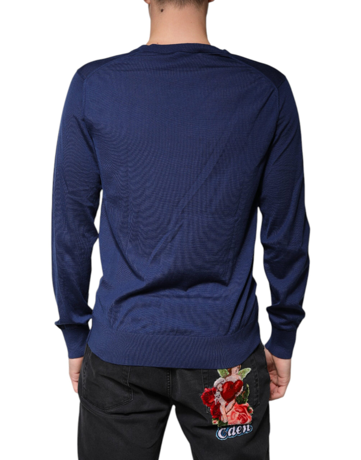Pull en cachemire à col en V bleu marine de Dolce &amp; Gabbana
