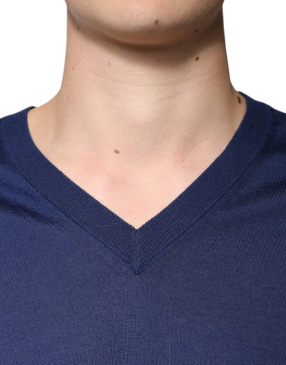 Dolce & Gabbana V-hals trui van cachemire in marineblauw