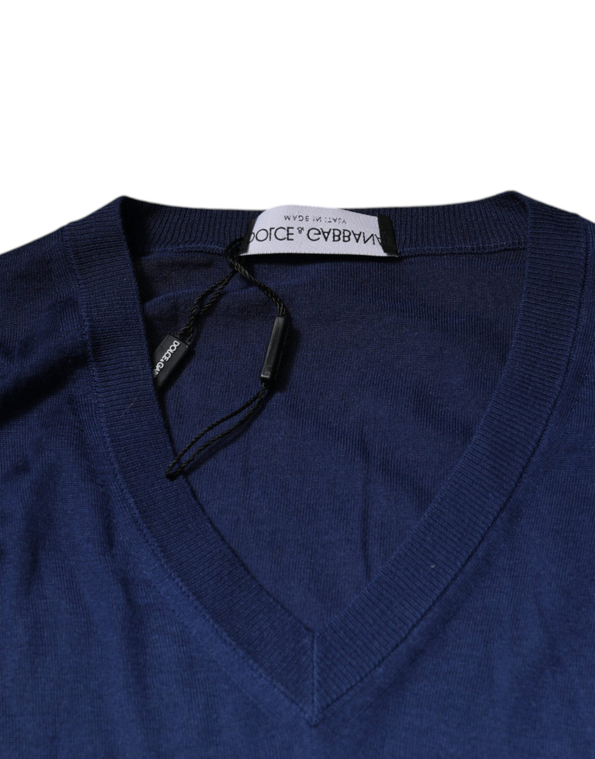 Pull en cachemire à col en V bleu marine de Dolce &amp; Gabbana