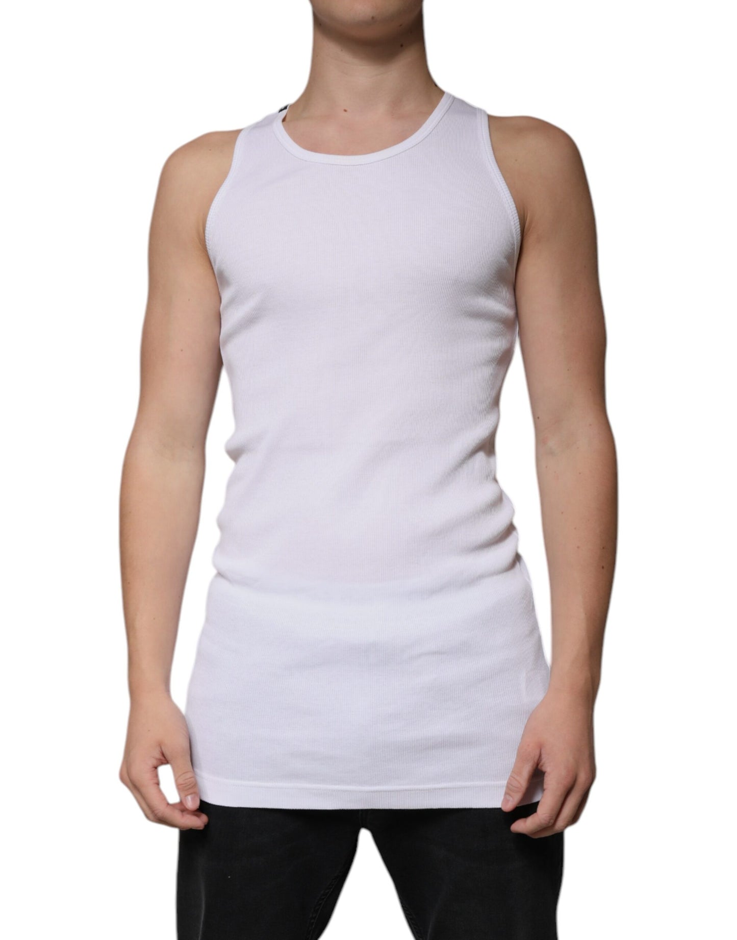 Débardeur blanc en coton sans manches et à col rond de Dolce &amp; Gabbana