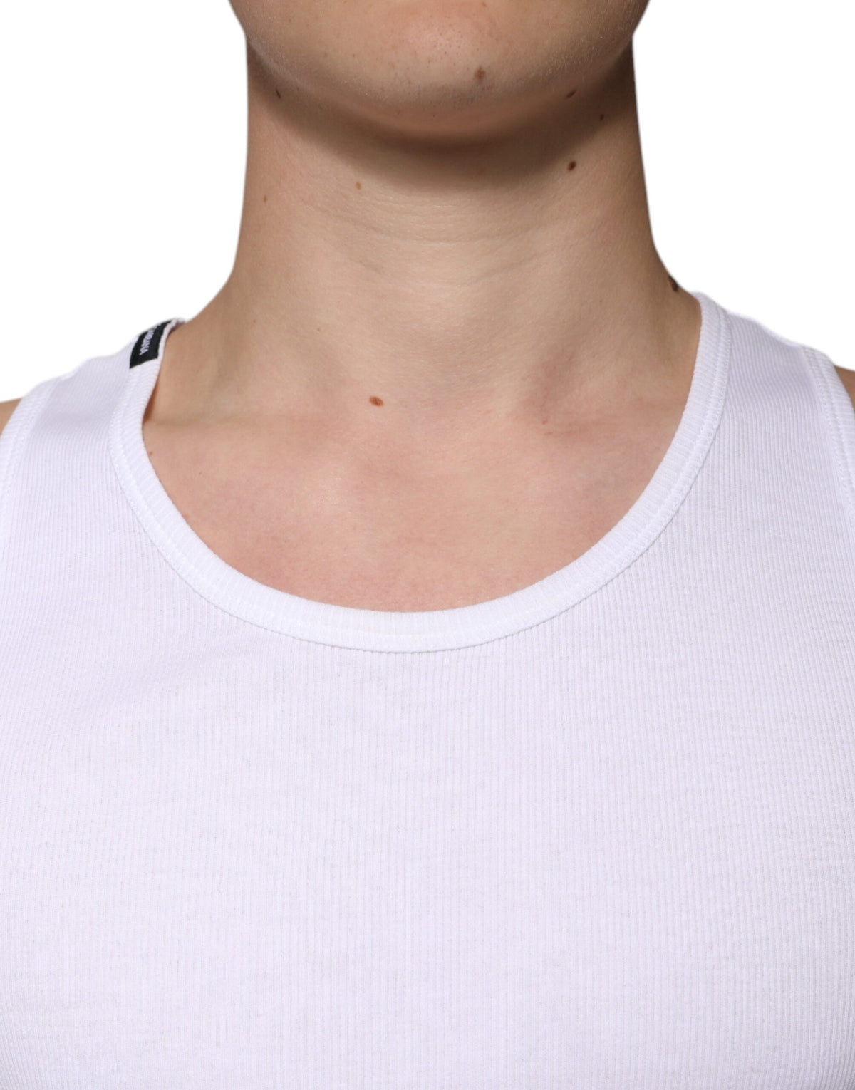 Débardeur blanc en coton sans manches et à col rond de Dolce &amp; Gabbana