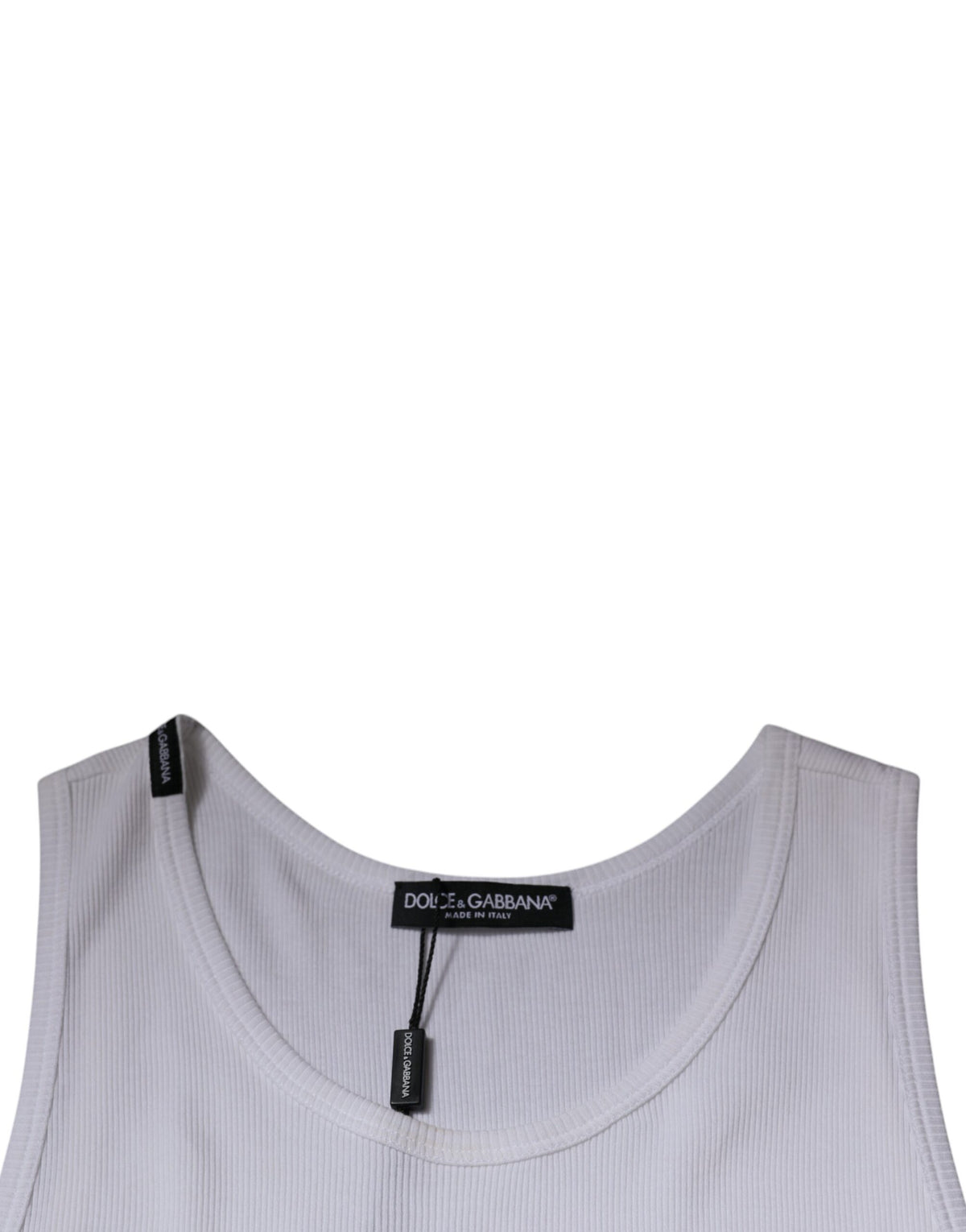 Débardeur blanc en coton sans manches et à col rond de Dolce &amp; Gabbana