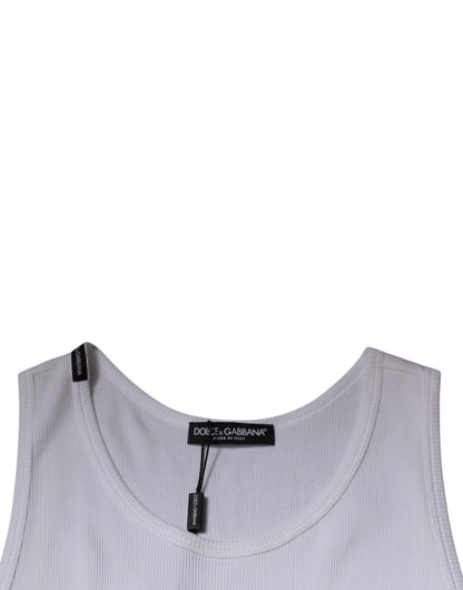 Dolce & Gabbana wit katoenen tanktop met ronde hals en zonder mouwen